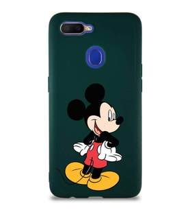 Oppo A12 Soft Premier Kapak Mickey Mouse-D Tasarımlı Silikon Kılıf - Yeşil (Şeffaf)