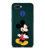 Oppo A12 Soft Premier Kapak Mickey Mouse-D Tasarımlı Silikon Kılıf - Yeşil (Şeffaf)
