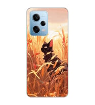 Redmi Note 12 Pro 5G Uyumlu Doğa ve Kedi Tasarımlı Şeffaf Telefon Kılıfı