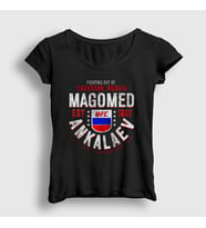 Presmono Kadın Siyah Dagestan Ufc Mma Magomed Ankalaev T-Shirt 520699tt