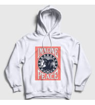 Presmono Unisex Beyaz Peace Beatles John Lennon Kapüşonlu Sweatshirt 35006tt