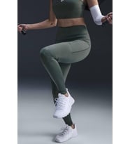 Nike Go Firm Support High Rise Full Length Kadın 6 Cepli Lazer Kesim Antreman Taytı Koyu Yeşil