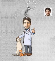 Kişiye Özel Veteriner Erkek Ahşap Anahtarlık-2
