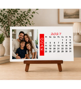 Kişiye Özel Premium 12 Fotoğraf 20267Tarihli Şövale Yatay Masa Üzeri Takvim