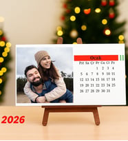 Kişiye Özel Premium 12 Fotoğraf 2026 Tarihli Şövale Yatay Masa Üzeri Takvim