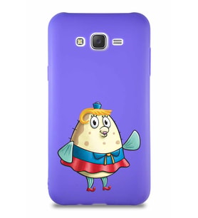 Samsung Galaxy J7 Soft Premier Kapak Bayan Puff Tasarımlı Silikon Kılıf - Mor (Şeffaf)