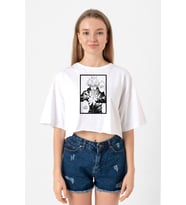 Jujutsu Kaisen Anime Satoru Gojo Lets Get A Little Crazy Beyaz Kadın Crop Tshirt