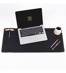 Deri Masa Pedi Ofis ve Ev Masa Matı - Laptop Sümeni  ve Geniş Mouse Altlığı Masa Sümen Takımı Siyah