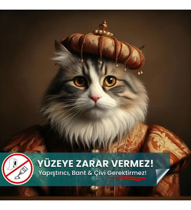 Papers Soylu Tüylü Kedi Poster, Premium Baskı Poster, Gri Kedi, Statik Akıllı Kağıt (Yapay Zeka Tasarım)
