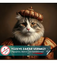 Papers Soylu Tüylü Kedi Poster, Premium Baskı Poster, Gri Kedi, Statik Akıllı Kağıt (Yapay Zeka Tasarım)