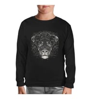 Lion Realistic Siyah Çocuk Sweatshirt