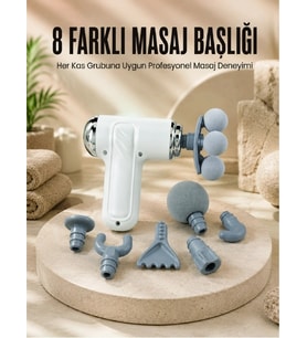 Çok Fonksiyonlu Masaj Tabancası Spor Sonrası Kas Rahatlatıcı 8 Başlıklı Masaj Cihazı