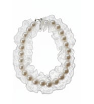 İncili Köpek Kolye- Tasma - Collar (Beyaz)