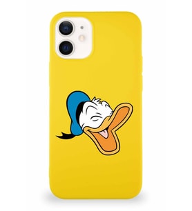 Apple iPhone 12 Soft Premier Kapak Donald Duck-E Tasarımlı Silikon Kılıf - Sarı (Şeffaf)
