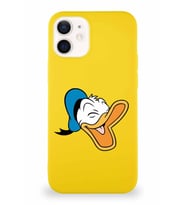 Apple iPhone 12 Soft Premier Kapak Donald Duck-E Tasarımlı Silikon Kılıf - Sarı (Şeffaf)