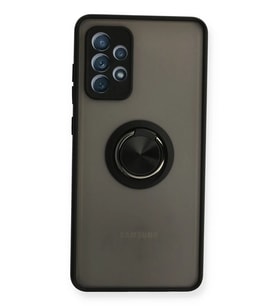 Galaxy A72 Kılıf Montreal Yüzüklü Silikon Kapak - Siyah