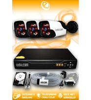 ELITCAM 3 Kameralı Panda 3 Dış Kamera Set 250 GB HDD Full HD Gece Görüşlü Güvenlik Kamerası Sistemi