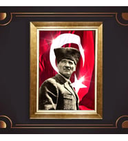 Altın Varaklı Çerçeveli Paspartulu Atatürk Tablo z5121 (Gold)
