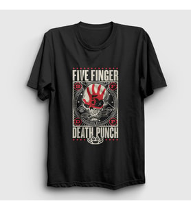 Presmono Unisex Siyah Knuckle Five Finger Death Punch T-Shirt 62941tt