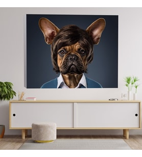 Köpek Kafalı Yaşlı Adam Dekoratif Kanvas Tablo