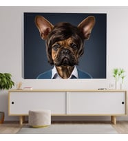 Köpek Kafalı Yaşlı Adam Dekoratif Kanvas Tablo