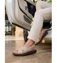 Nesil Shoes Mns 153 Bej Hakiki Soft Deri Kadın Sandalet