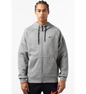 Nike Therma Fit Full Zip Hoodie Erkek Kapüşonlu Termal Fermuarlı Sweatshirt Gri