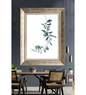 Tablore Minimalist Zeytin Dalı Çerçeveli Tablo İskandinav Tarz Botanik Duvar Dekoru Mutfak Ve Salon Tablosu