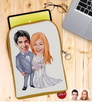BK Gift Kişiye Özel Sevgililer Karikatürlü Taşınabilir Koruyucu Tablet Kılıfı & Organizer Çanta - Sarı-104
