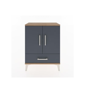 Arges Komodin 2 Raflı Tek Çekmeceli Tek Kapaklı 60x30x80 Çam-Antrasit