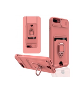 Apple İphone 7 Plus Kılıf Zuma Kartvizitli Yüzüklü Silikon - Pembe