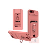 Apple İphone 7 Plus Kılıf Zuma Kartvizitli Yüzüklü Silikon - Pembe