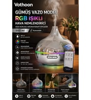 Gümüş Vazo Model RGB Işıklı Hava Nemlendirici & Aromaterapi Difüzör – 550 ml Kumandalı