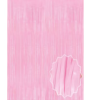 Soft Pembe Püsküllü Kapı Perdesi - Parti, Baby Shower, Cinsiyet Partisi 1x2 m (5343)