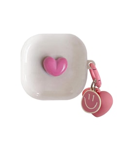 Microsonic Samsung Galaxy Buds Live Kılıf Süslü Kalp Desenli Pembe (Pembe)