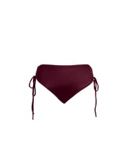 Endeep Kadın Yüksek Bel Yan Büzgülü İpli Bordo Bikini Altı