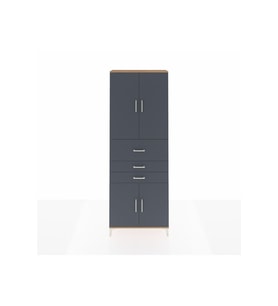 Arges Dolap 4 Raflı 3 Çekmeceli 4 Kapaklı 88x30x243 Çam-Antrasit