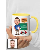 Erkek Almanca Öğretmenine Hediye Karikatürlü Sarı Kupa Bardak