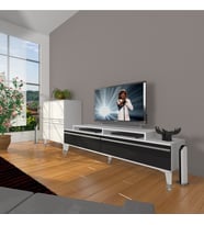 Decoraktiv Ekoflex On Mdf Silver Tv Ünitesi Tv Sehpası - Beyaz Siyah (Siyah - Beyaz)