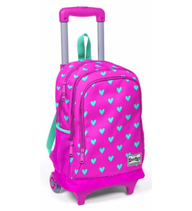 Coral High Işıklı Tekerlekli İlkokul Çantası - Pembe Yeşil Kalpler - Kız Çocuk