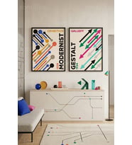 Geometrik Modern Sanat 2'li Ahşap Çerçeveli Tablo Seti