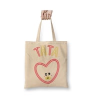 Bt21 Glowing Tata Beyaz Bez Çanta Uzun Saplı Alışveriş Çantası Plaj Çantası