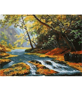 Dere Yatağı Sayılarla Boyama Seti(40x50 cm Tuval Şasesine Gerili)