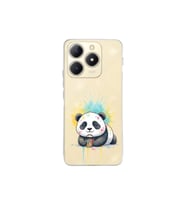 Realme C61 ile Uyumlu Splash Panda Tasarımlı Şeffaf Silikon Kılıf