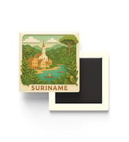 Surinam - Suriname - Paper Cut Art - Baskılı Buzdolap Magneti Kare - 9x9 cm