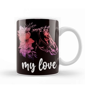 Horses My Love Horse Fan Stable Horseshoe Saddle Dressage Kupa Bardak Porselen