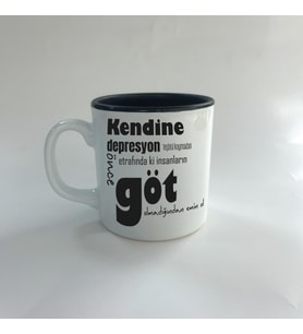 Kendine Depresyon Teşhisi Koymadan Önce Baskılı Siyah Multi Kupa