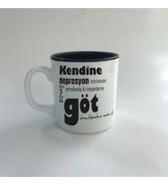 Kendine Depresyon Teşhisi Koymadan Önce Baskılı Siyah Multi Kupa