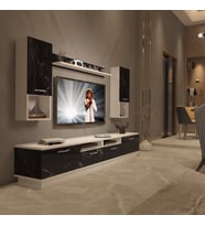 Decoraktiv Trendstyle 5220DA Mdf Tv Ünitesi Tv Sehpası - Beyaz Siyah Mermer (Beyaz - Siyah Mermer)