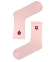 Nakışlı Donut Desenli Pembe Çorap